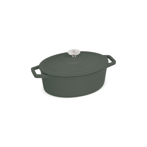 Matte Green Collection Չուգունե կաթսա կափարիչով(օվալ)