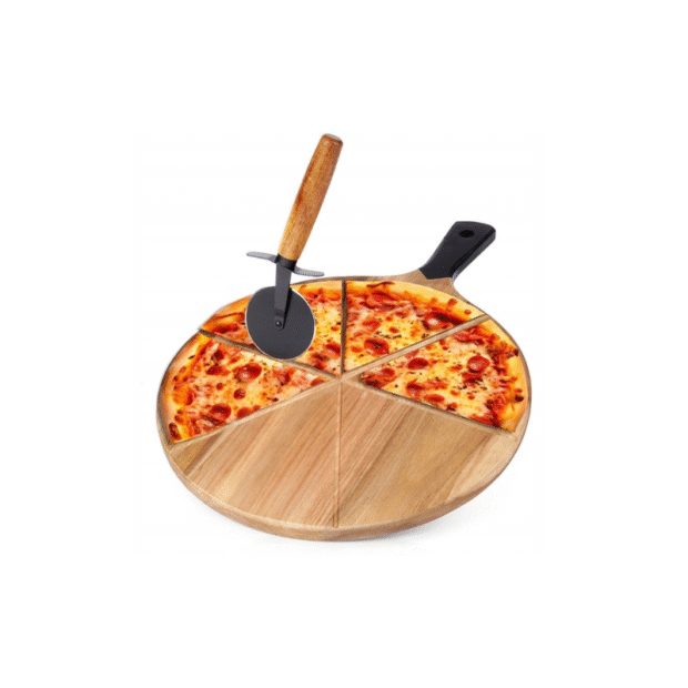 Պիցցայի մատուցման տախտակ դանակով