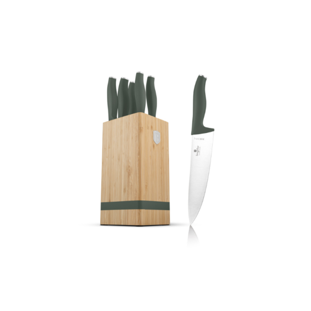 Matte Green Collection Դանակների հավաքածու բամբուկե տակդիրով (6կտոր)