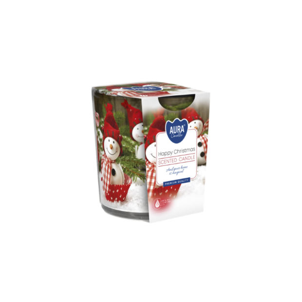 Մոմ ապակյա տարայում "Happy Christmas"